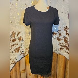 PINK- Black Short Sleeve teeshirt Dress